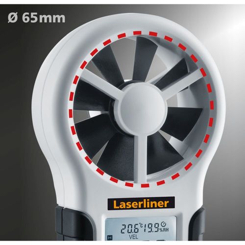 מד זרימת אוויר מקצועי LASERLINER AirflowTest-Master 082.140A - מכשיר מדידה דיגיטלי עם מדחף גדול, צג מואר וחיישנים מובנים למדידת זרימת אוויר, טמפרטורה ולחות במערכות מיזוג אוויר ואוורור