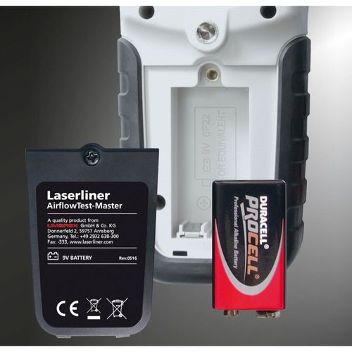 מד זרימת אוויר מקצועי LASERLINER AirflowTest-Master 082.140A - מכשיר מדידה דיגיטלי עם מדחף גדול, צג מואר וחיישנים מובנים למדידת זרימת אוויר, טמפרטורה ולחות במערכות מיזוג אוויר ואוורור