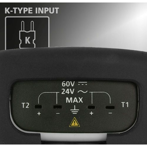 מד חום דיגיטאלי ThermoMaster LASERLINER 082.035A - מכשיר מקצועי עם מסך LCD מואר, 2 חיישני K גמישים ותיק נשיאה קשיח למדידות טמפרטורה במעבדות ותעשיה