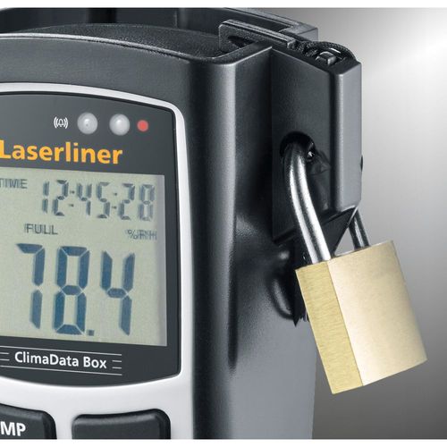מד לחות דיגיטלי ClimaData Box LASERLINER 082.031A - מכשיר מדידה מקצועי עם צג דיגיטלי למדידת לחות, טמפרטורה ונקודת טל ארוכת טווח