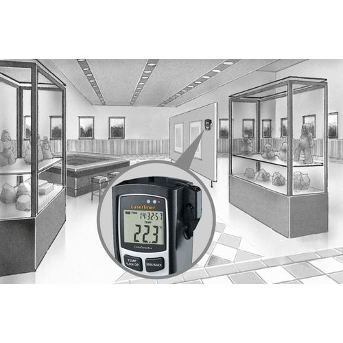 מד לחות דיגיטלי ClimaData Box LASERLINER 082.031A - מכשיר מדידה מקצועי עם צג דיגיטלי למדידת לחות, טמפרטורה ונקודת טל ארוכת טווח