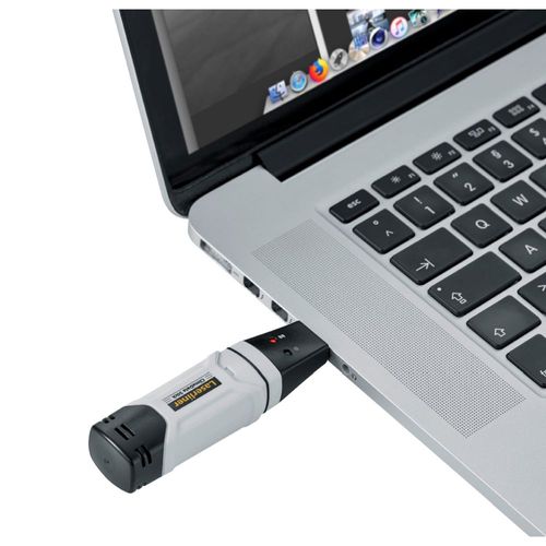 מד לחות דיגיטלי LASERLINER ClimaData Stick 082.027A - מכשיר קומפקטי למדידות טמפרטורה ולחות עם יציאת USB מובנית ותצוגה דיגיטלית