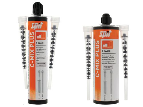 דבק עיגון כימי SPIT C-MIX PLUS - מחסנית פוליאסטר נטול סטירן לעיגון מוטות הברגה M8-M16 בבטון וחומרים חלולים