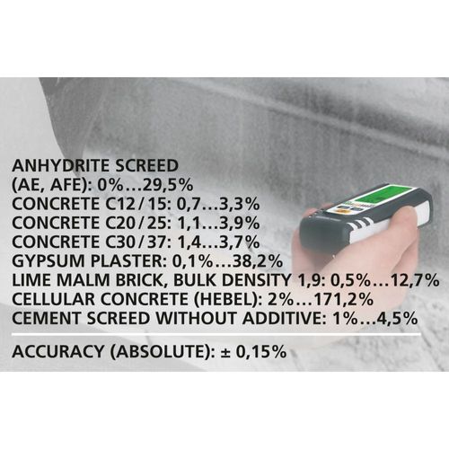 מכשיר בדיקת לחות LASERLINER DampMaster Compact Plus 082.321A - מד לחות דיגיטלי עם Bluetooth, תצוגה מוארת ואלקטרודות נעיצה למדידה מקצועית בעץ וחומרי בניין