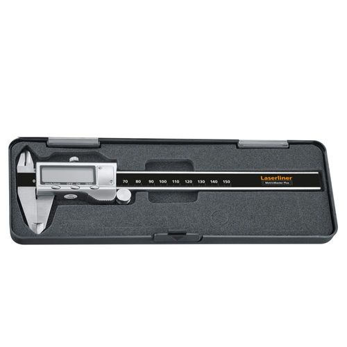 קליפר דיגיטלי מקצועי LASERLINER MetricMaster Plus דגם 075.510A - כלי מדידה מתכתי עם תצוגה דיגיטלית למדידות מדויקות של קוטר חיצוני ופנימי ועומק