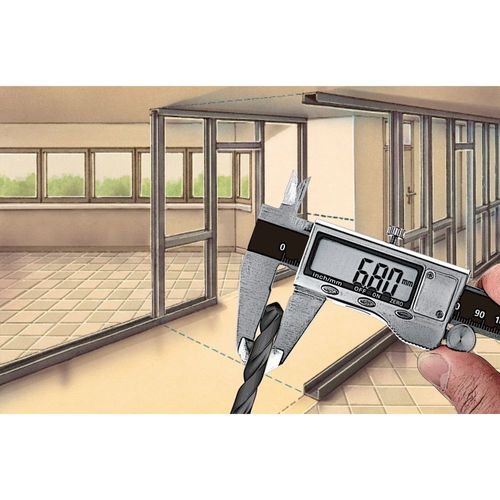 קליפר דיגיטלי מקצועי LASERLINER MetricMaster Plus דגם 075.510A - כלי מדידה מתכתי עם תצוגה דיגיטלית למדידות מדויקות של קוטר חיצוני ופנימי ועומק