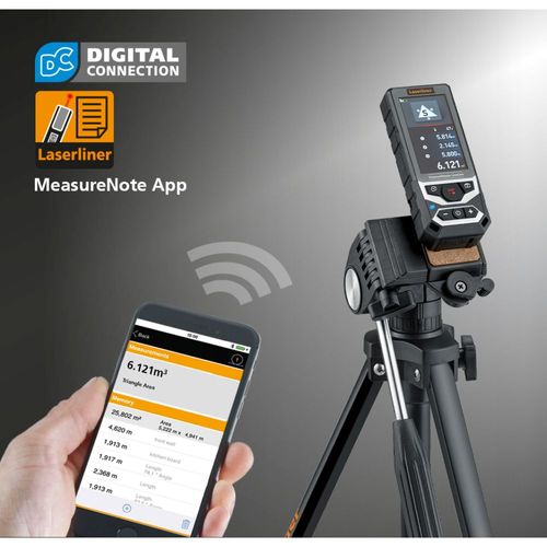 מד טווח לייזר LASERLINER Distance Master Live Cam 080.985A - מכשיר מקצועי עם מצלמת HD וזום פי 4 למדידות מדויקות עד 150 מטר