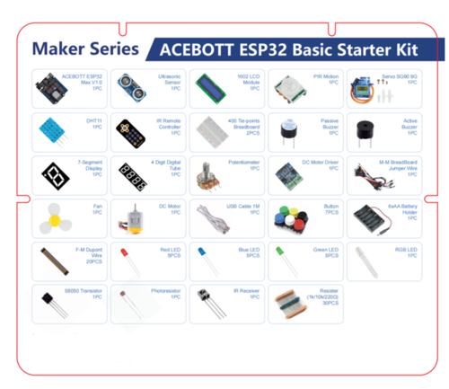 ערכה, קיט, מתחילים בסיס Acebott ESP32