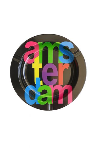 מאפרת מתכת עגולה – AMSTERDAM צבעוני רקע שחור