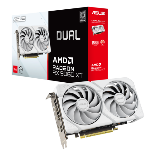 כרטיס מסך לבן ASUS Dual Radeon RX 9060 XT 16GB GDDR6 White Edition