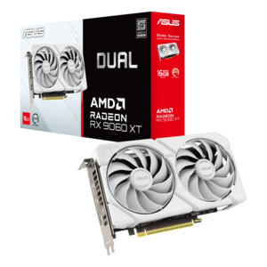 כרטיס מסך לבן ASUS Dual Radeon RX 9060 XT 16GB GDDR6 White Edition