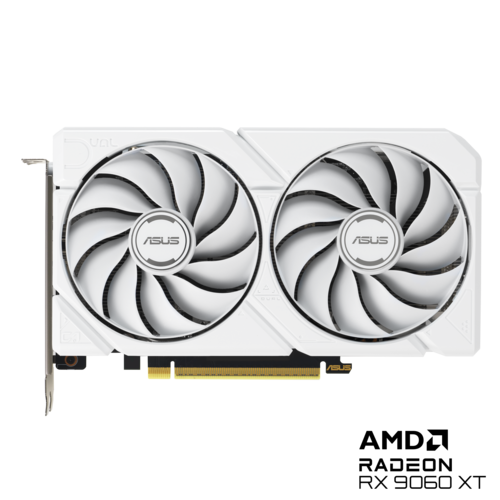 כרטיס מסך לבן ASUS Dual Radeon RX 9060 XT 16GB GDDR6 White Edition