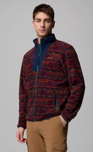 מעיל מיקרו-פליז גברים Sequoia Grove Printed Full Zip יין אדום - Columbia(קולומביה)