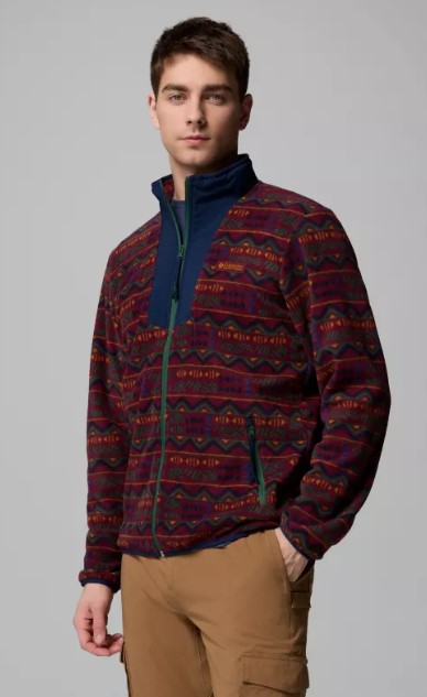 מעיל מיקרו-פליז גברים Sequoia Grove Printed Full Zip יין אדום - Columbia(קולומביה)