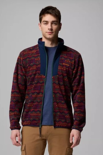 מעיל מיקרו-פליז גברים Sequoia Grove Printed Full Zip יין אדום - Columbia(קולומביה)
