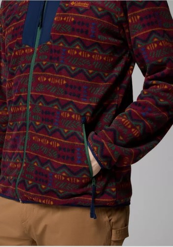 מעיל מיקרו-פליז גברים Sequoia Grove Printed Full Zip יין אדום - Columbia(קולומביה)