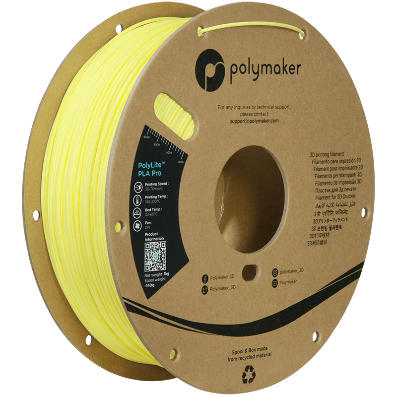 פילמנט פרו צהוב בהיר 1 ק"ג 1.75 מ"מ - PolyLite PLA Pro Light Yellow 