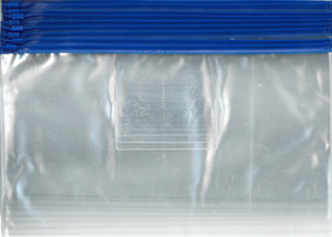 מארז 10 תיק שקוף PVC עם רוכסן כחול/ A4
