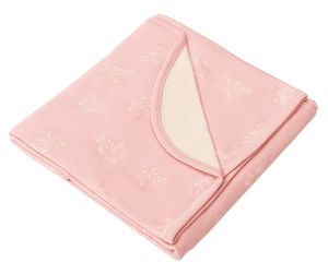 שמיכת תינוק אינטרלוק 100% כותנה לקיץ ועונות מעבר (120*80 ס"מ) - ורוד עלים