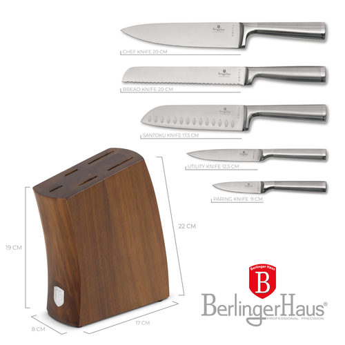 סט סכינים יוקרתי עם מעמד עץ אקציה Berlinger Haus BH3124