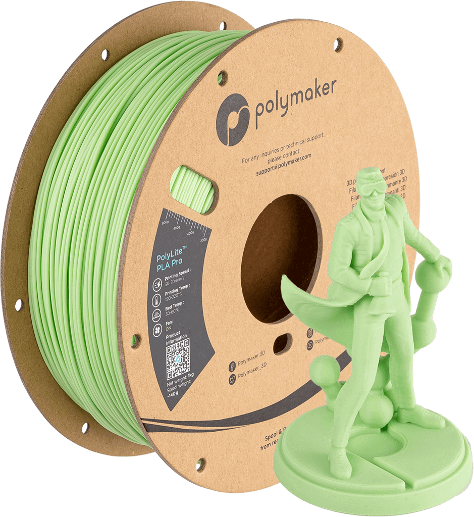 פילמנט פרו ירוק בהיר 1 ק"ג 1.75 מ"מ - PolyLite PLA Pro Light Green