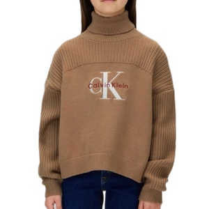 סריג CALVIN KLEIN מידות 4-16 לילדים בגוון קאמל
