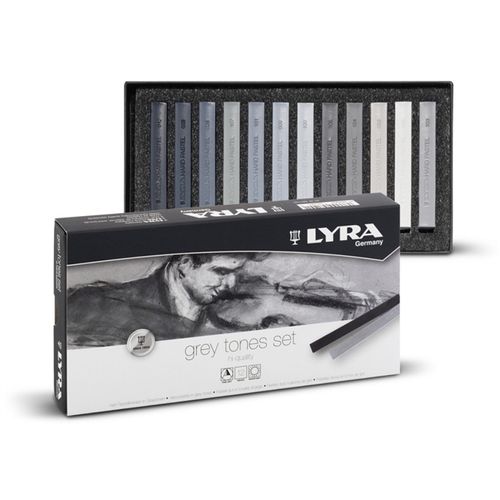 סט 12 גירי פסטל יבש גווני אפור- LYRA