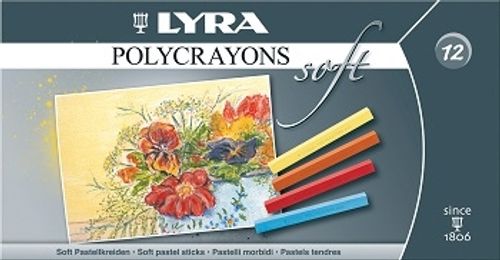 סט 12 גירי פסטל צבעוני מרובעים LYRA Polycrayons Soft