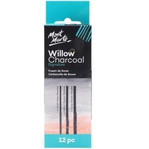 סט 12 פחם טבעי Willow Charcoal Mont Marte- מגוון עוביים לרישום