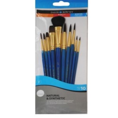 סט 10 מכחולים לצבעי מים וקלמר Daler Rowney -Simply
