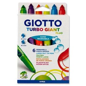 סט 6 טושים פלורוסנטיים- GIOTTO Turbo Giant Fluo