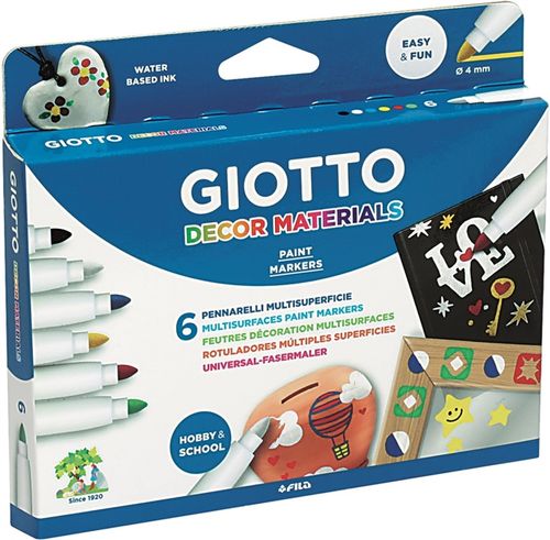סט 6 טושים גיאוטו דקור- GIOTTO Decor Materials