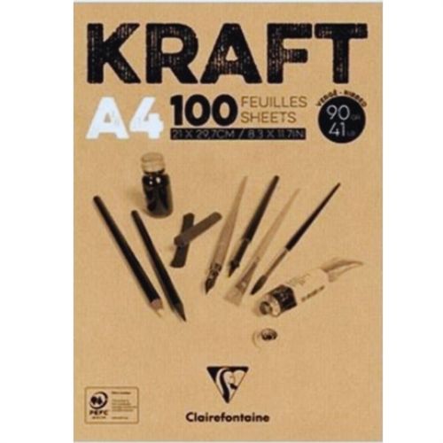 בלוק נייר קראפט 100 דף 90 ג ר Clairefontaine KRAFT A4