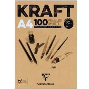 בלוק נייר קראפט 100 דף 90 ג ר Clairefontaine KRAFT A4