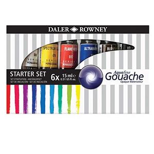 סט 6 צבעי גואש 15 מל DALER ROWNEY Aquafine
