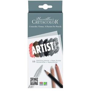 סט 10 עפרונות רישום +מפזר פחם Cretacolor