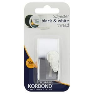 סט חוטי פוליאסטר שחור ולבן 2/100 מטר KORBOND