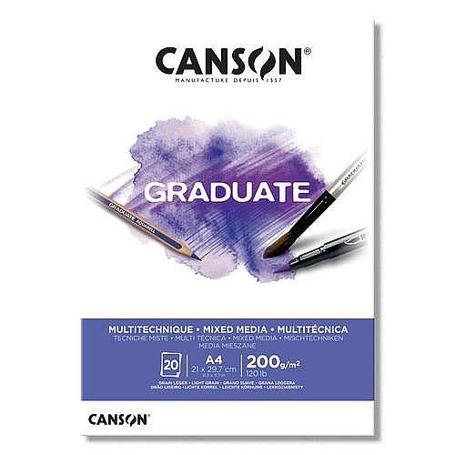 בלוק 20 דף GRADUATE A4 מיקס מדיה 200 גרם.