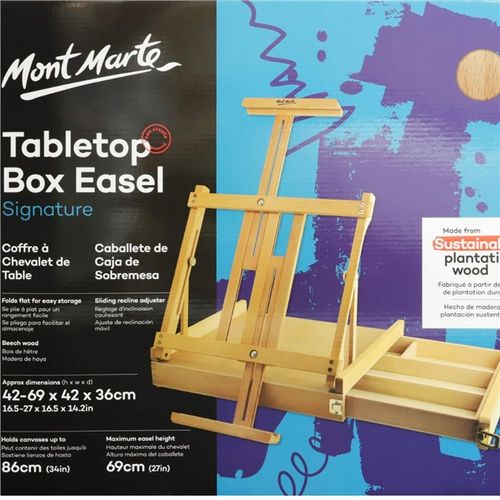 כן ציור שולחני עם מגירה מזוודה 42×42×36 סמ Mont Marte Tabletop Box Easel