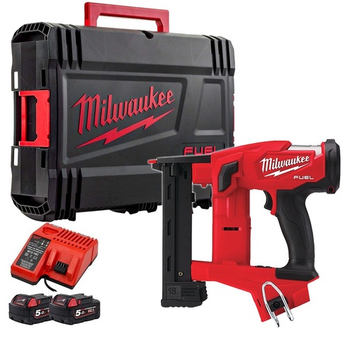 אקדח סיכות עד 38MM כולל 2 סוללות 5AH דגם Milwaukee M18 FNCS18GS