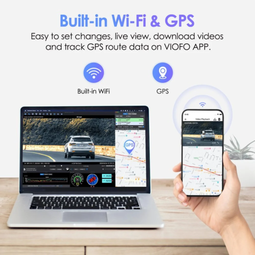 מצלמה לרכב קדמית ואחורית VIOFO A129 PLUS DUO WIFI 2K