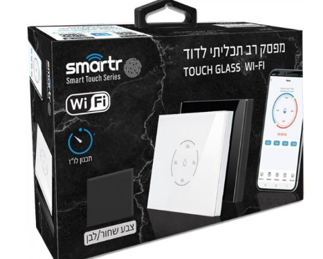 מפסק טיימר דוד Touch WiFi זכוכית תואם קופסת 3 מקום מבית Smartr - צבע שחור
