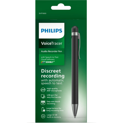 עט מקליט דיגיטלי עם המרת דיבור לטקסט Philips VoiceTracer DVT1600