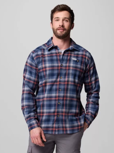 חולצת פלנל לגברים CORNELL WOODS FLANNEL LS Coll Navy - Columbia