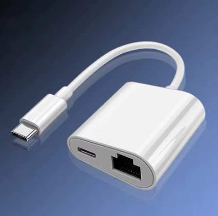 מתאם TYPE-C זכר ל2 יציאות רשת RJ45  ו TYPE C