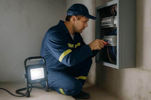 פנס הצפה+ סטנד 30W לד וורקר WORKER 230V כבל 2 מטר IP65 ניסקו