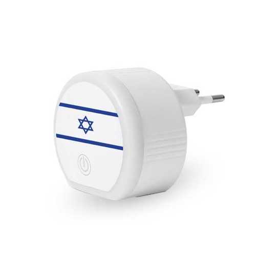 מנורת לילה לד 3W מגע דגל ישראל אור חם+ מטען 2.4A USB+C