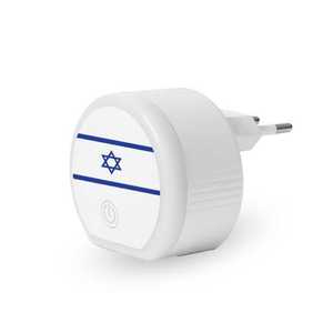 מנורת לילה לד 3W דגל ישראל+ מטען 2.4A USB+C