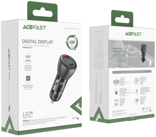 מטען רכב דו־יציאות ACEFAST B6 – ‎63W (USB-A + USB-C)