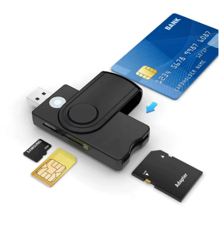  קורא כרטיסים חכם USB SIM/IC/ID/EMV/SD/TF/MMC תואם Windows & Linux